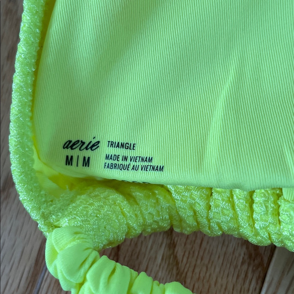 Aerie Triangle Bikini Set Womens Medium Yellow Swim Tie Strap NWT - Picture 6 of 10